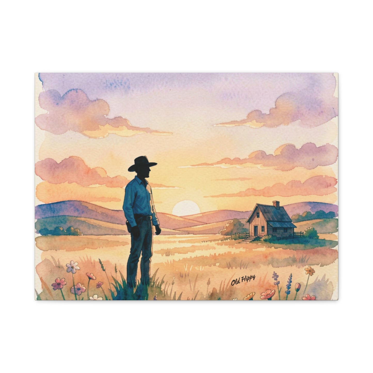 The Last Light Over the Homestead AI Canvas by Old Hippy