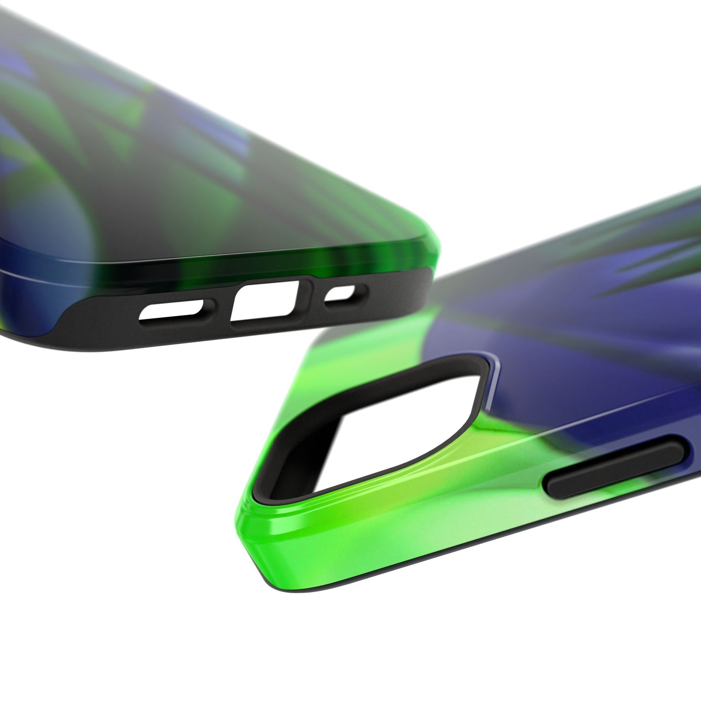 — Green Blue Abstract Wave Design Impact-Resistant Phone Case