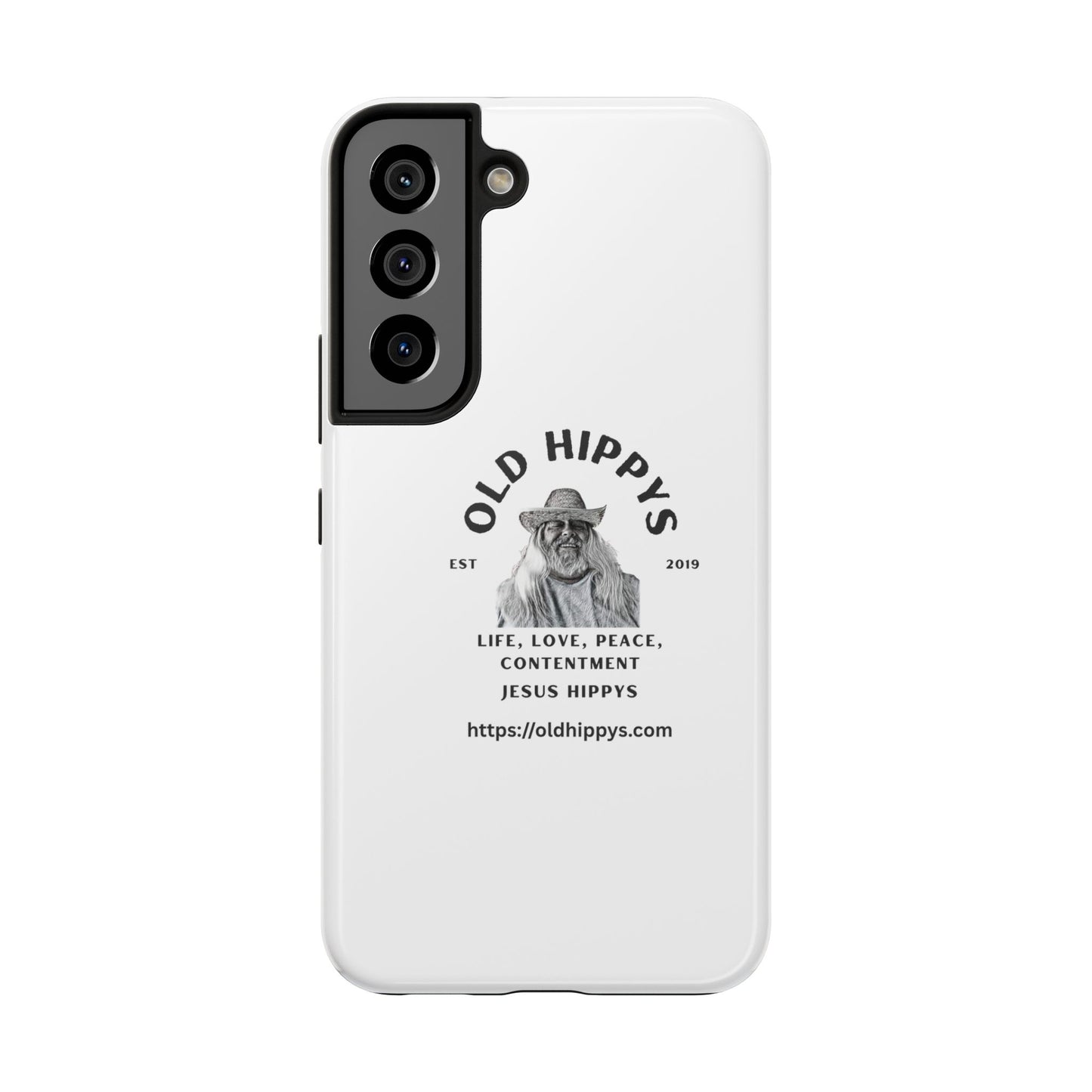 Old Hippys Phone Case — 'Life, Love, Peace, Contentment' Tough Protective Case