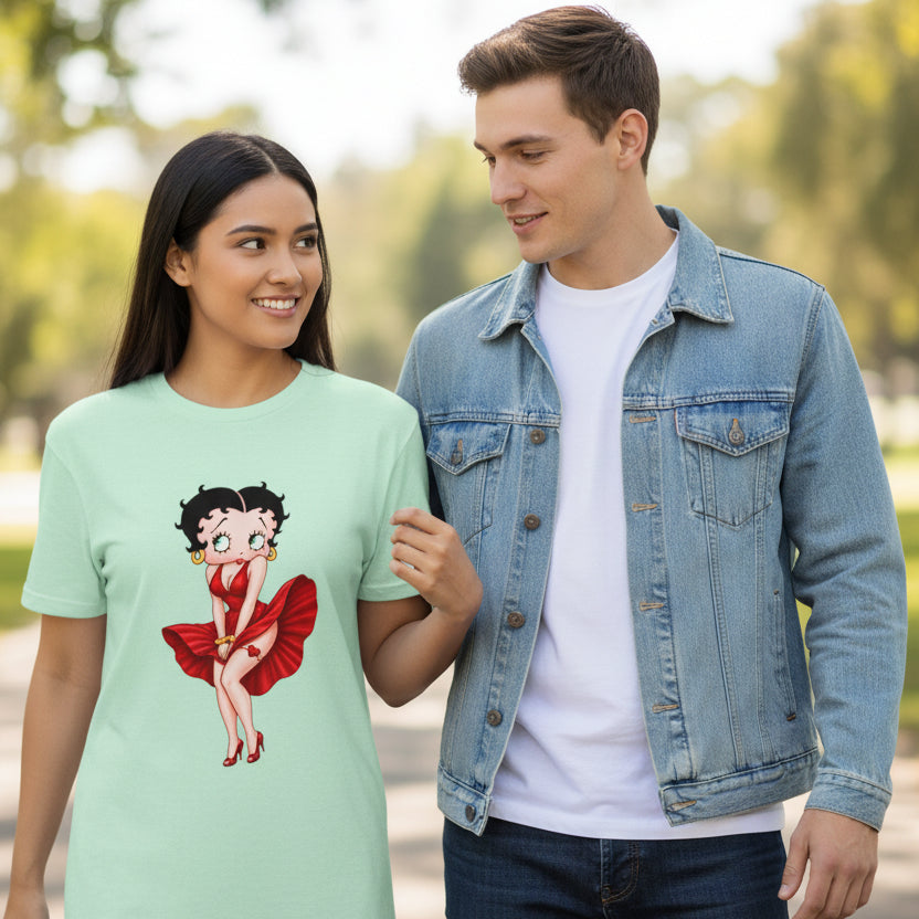 Betty Boop Red Dress T-Shirt — Retro Pinup Graphic Tee