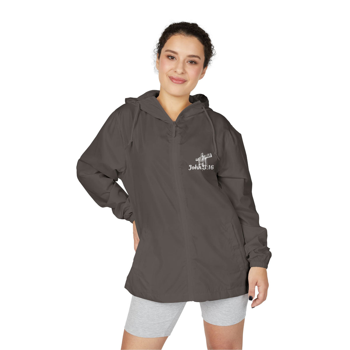 Windbreaker Jacket — John 3:16 & Cross Chest Logo