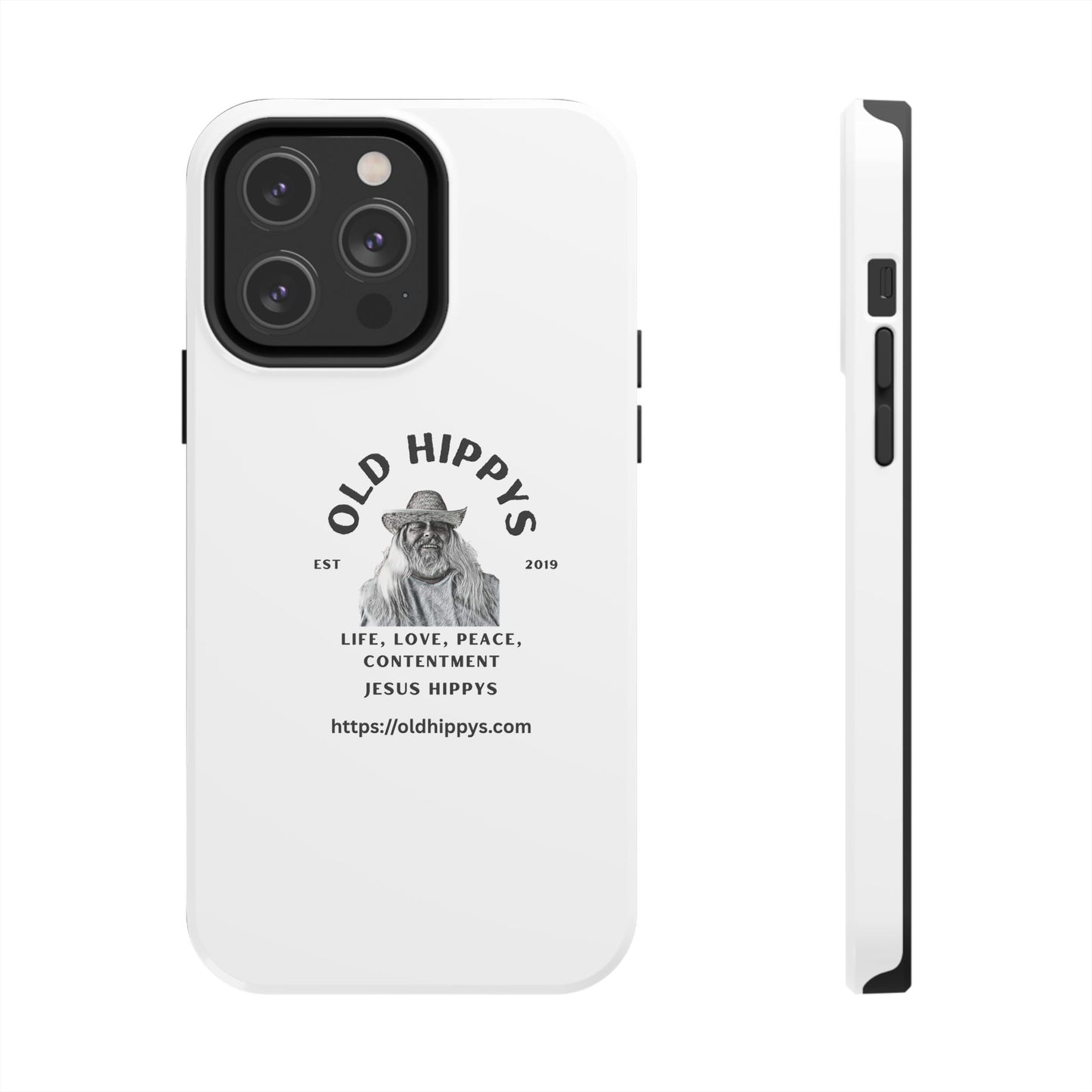 Old Hippys Phone Case — 'Life, Love, Peace, Contentment' Tough Protective Case