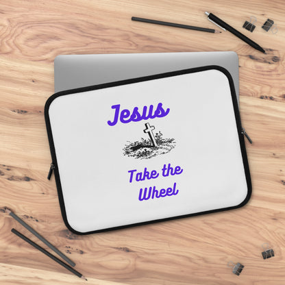 Jesus Take the Wheel Laptop Sleeve — Christian Cross Laptop Case