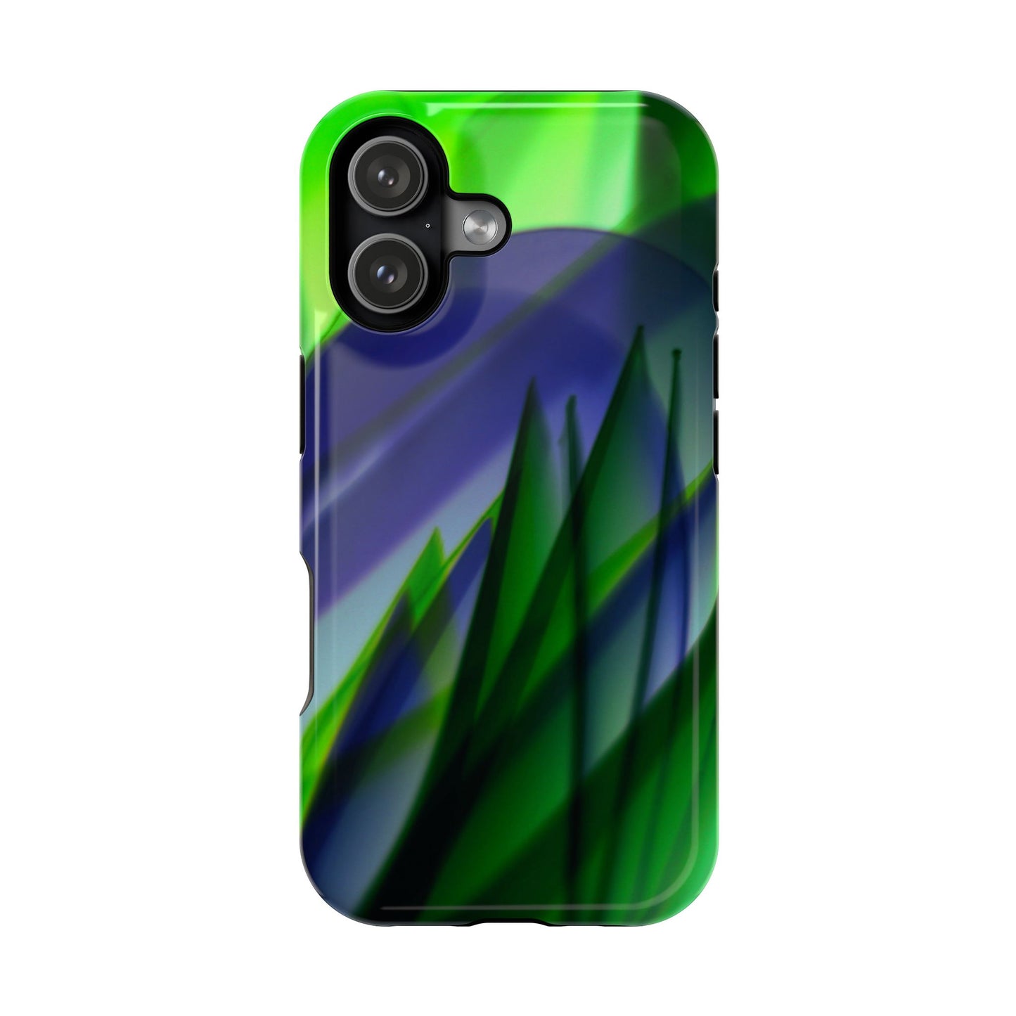 — Green Blue Abstract Wave Design Impact-Resistant Phone Case