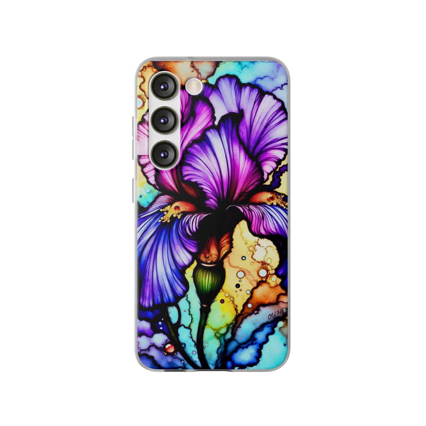 Stained Glass Iris Smartphone Case — Vibrant Purple Watercolor Phone Cover