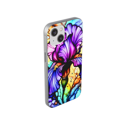 Stained Glass Iris Smartphone Case — Vibrant Purple Watercolor Phone Cover