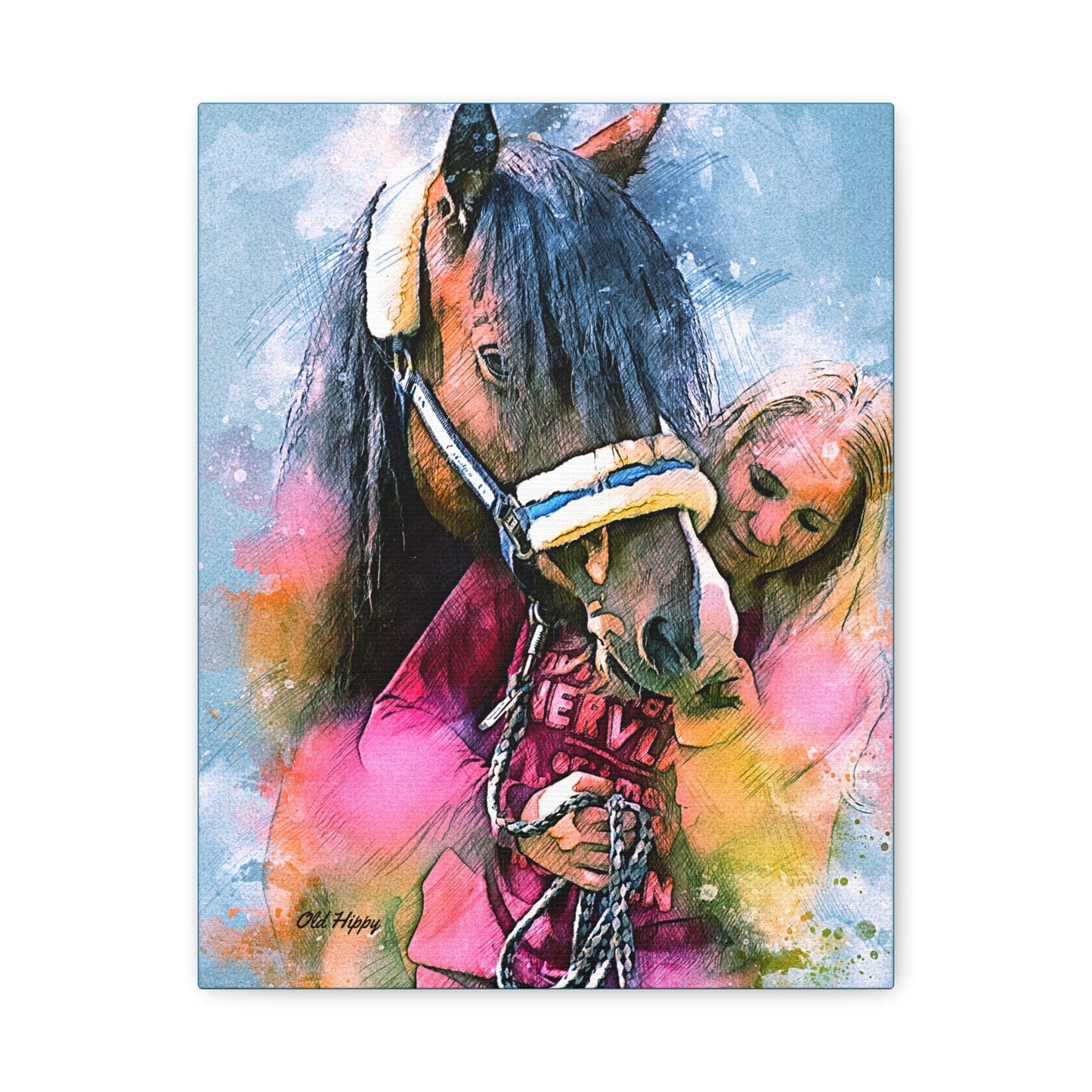 Kindred Spirits” – Girl and Horse Watercolor-Style Canvas
