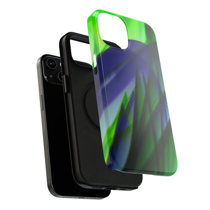 — Green Blue Abstract Wave Design Impact-Resistant Phone Case