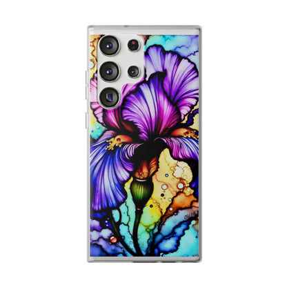 Stained Glass Iris Smartphone Case — Vibrant Purple Watercolor Phone Cover