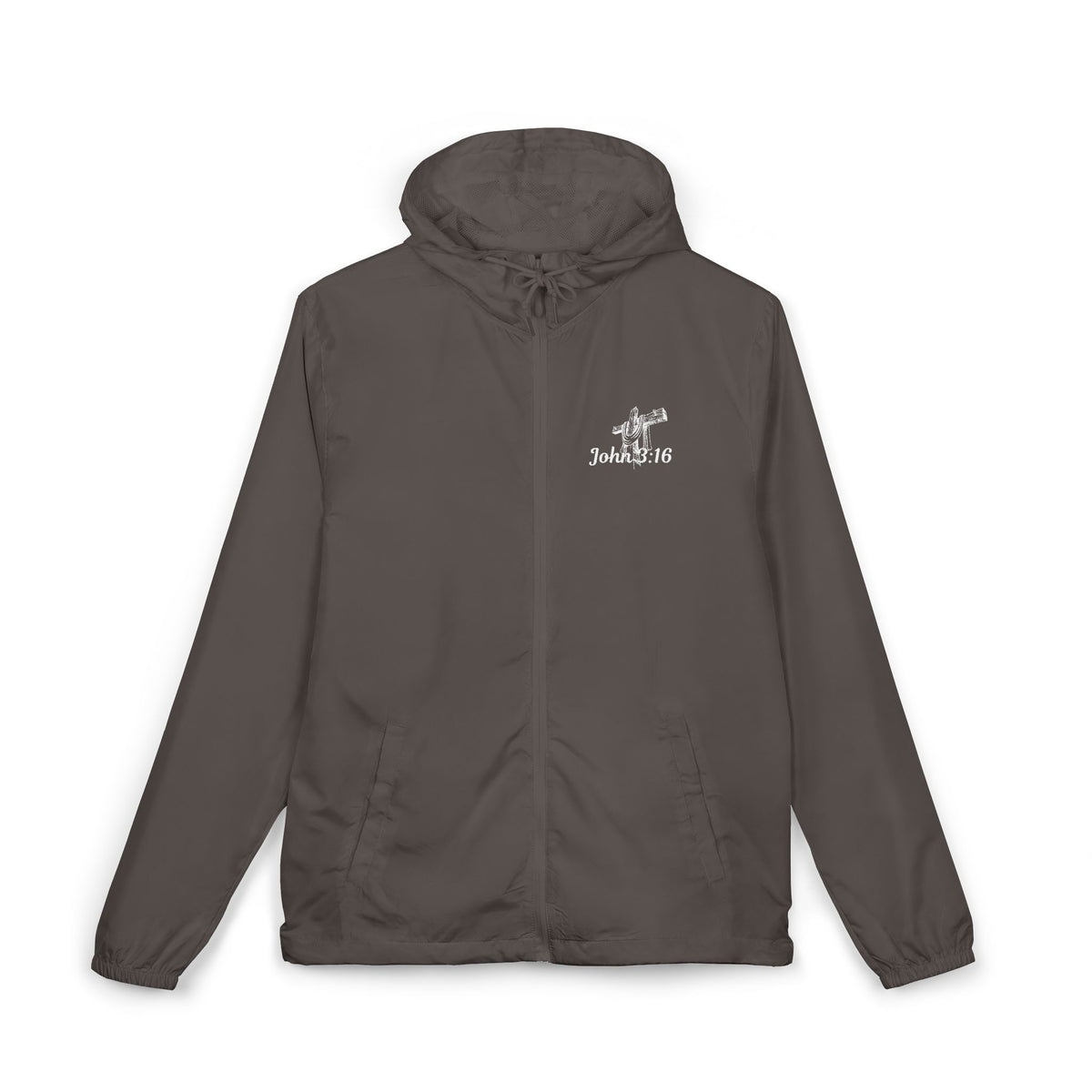 Windbreaker Jacket — John 3:16 & Cross Chest Logo