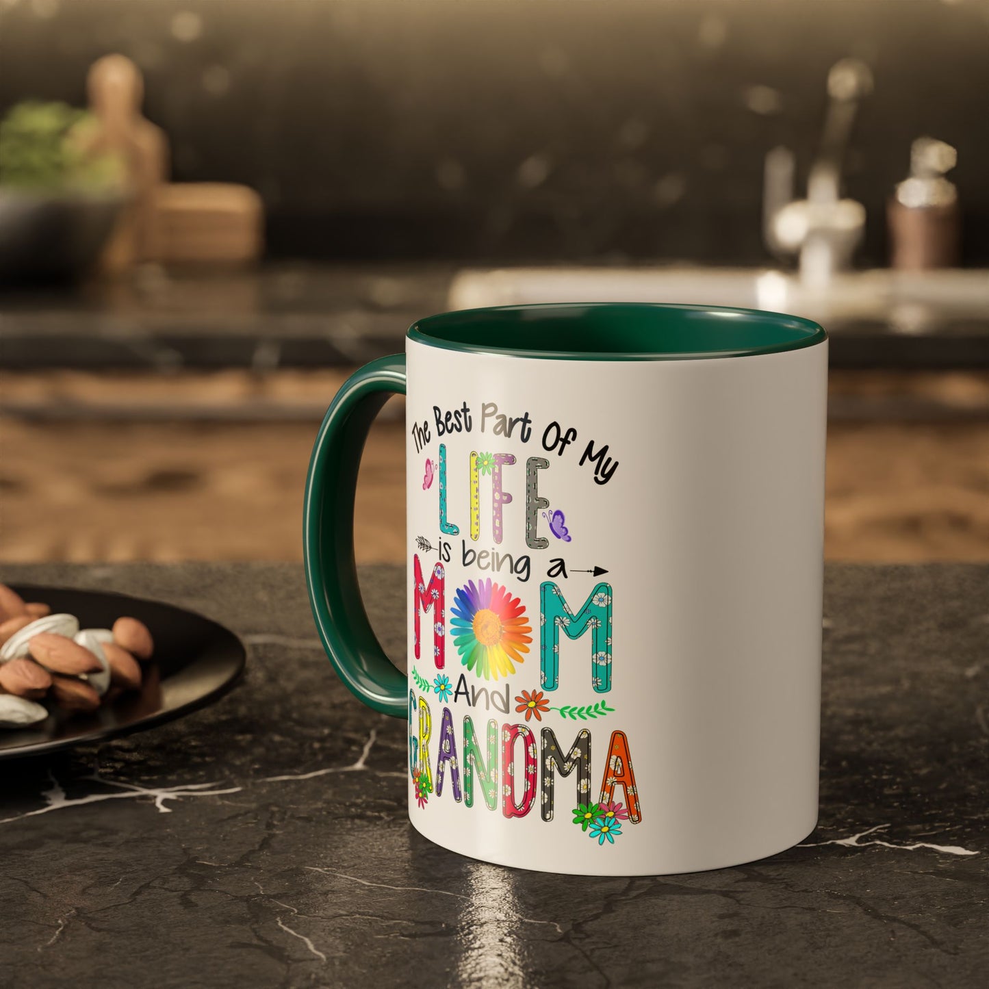 Mom and Grandma Colorful Ceramic Mug — "The Best Part of My Life is Being a Mom and Grandma" (11oz/15oz)