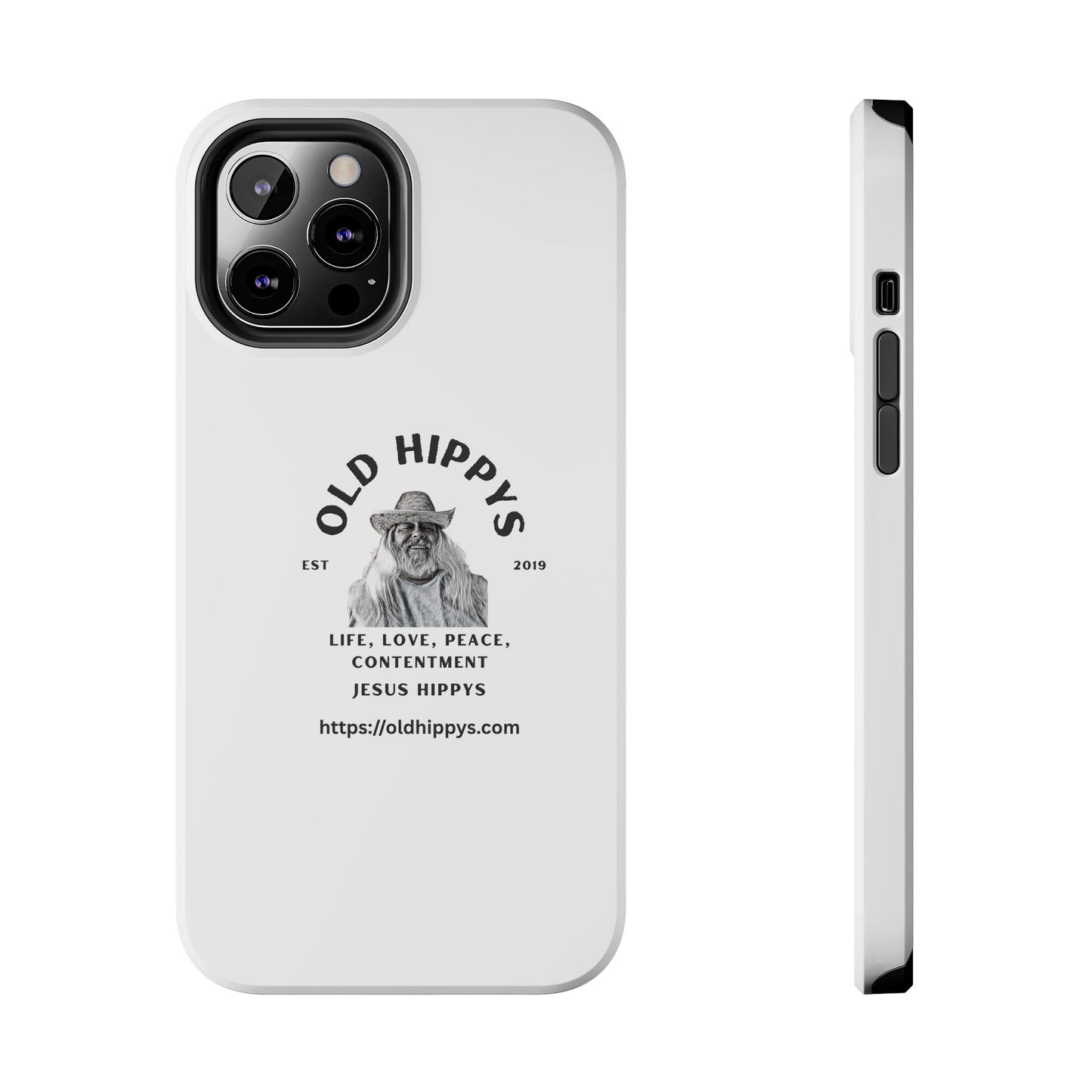 Old Hippys Phone Case — 'Life, Love, Peace, Contentment' Tough Protective Case