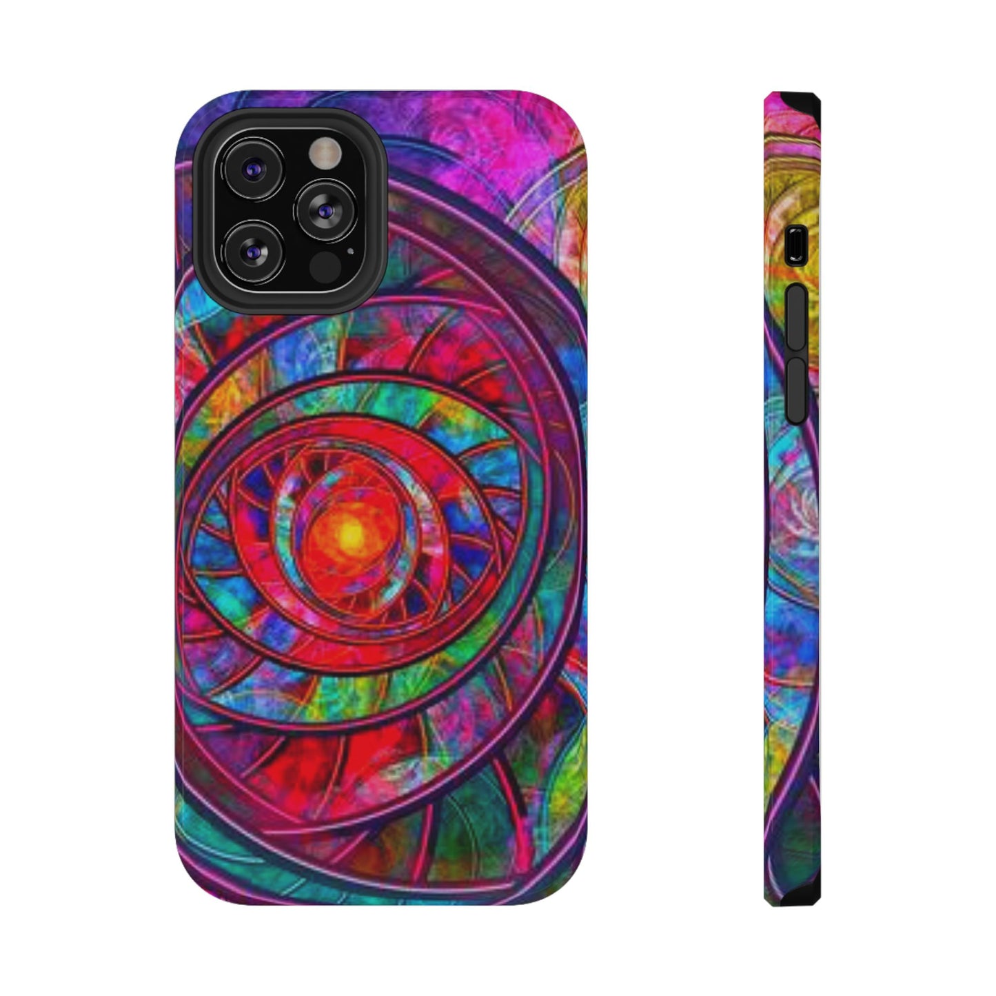 Protective Phone Case — Vibrant Abstract Mandala Impact-Resistant Design