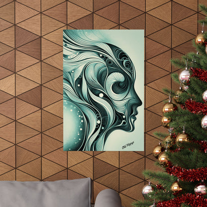 Abstract Silhouette in Green Matte Poster