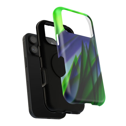 — Green Blue Abstract Wave Design Impact-Resistant Phone Case