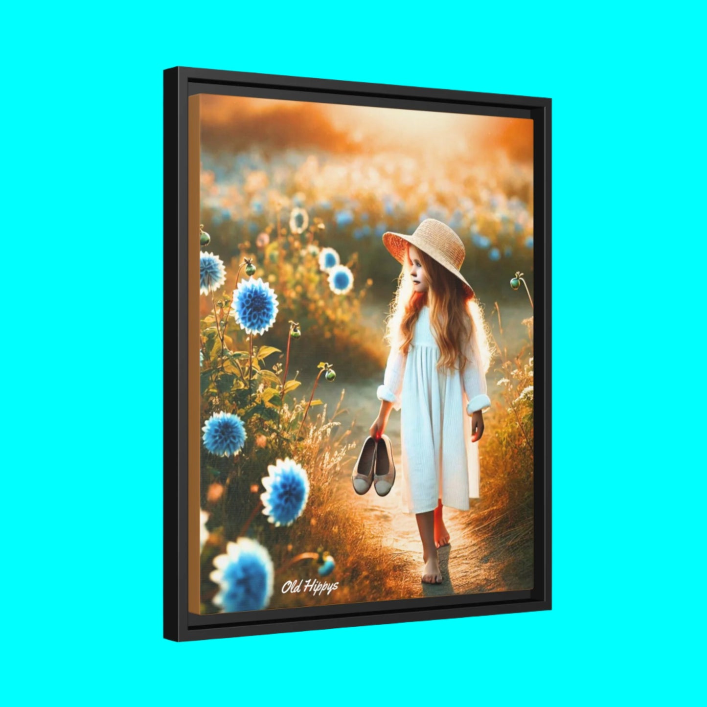 A Girl and Her Thoughts Wood Framed Canvas