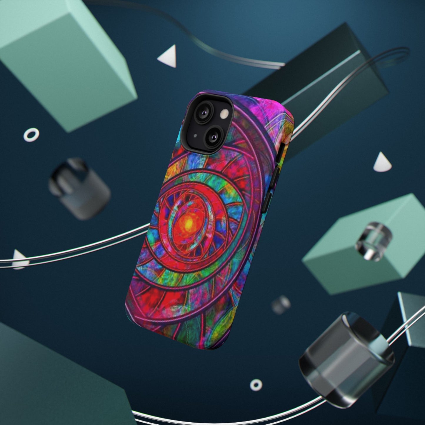 Protective Phone Case — Vibrant Abstract Mandala Impact-Resistant Design