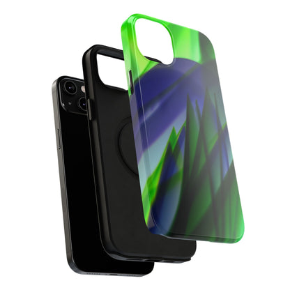 — Green Blue Abstract Wave Design Impact-Resistant Phone Case
