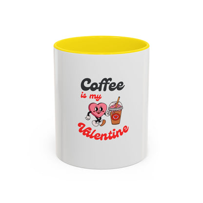 Coffee Is My Valentine Accent Mug — Cute Heart & Iced Coffee Gift (11/15oz)