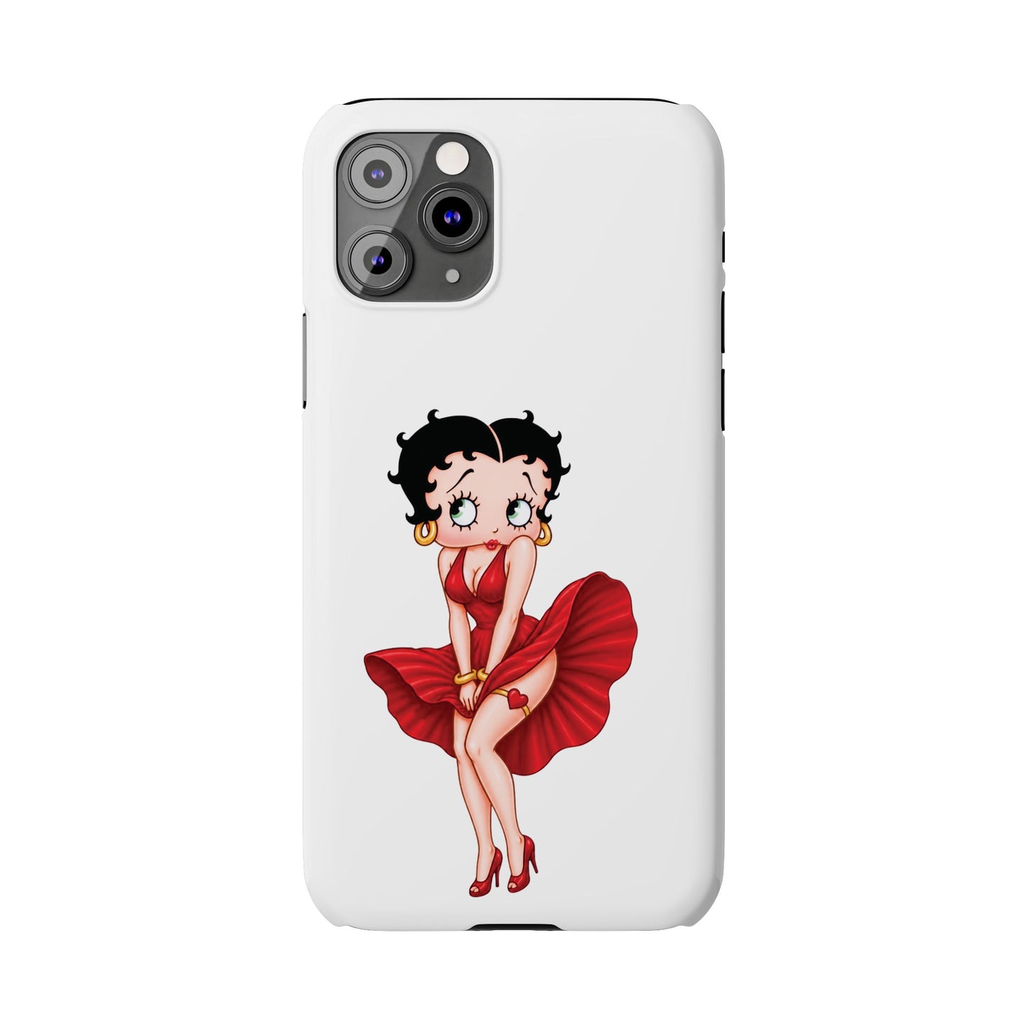 Betty Boop Red Dress Slim iPhone Case — Retro Pin-Up Cartoon Phone Cover
