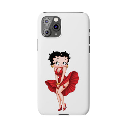 Betty Boop Red Dress Slim iPhone Case — Retro Pin-Up Cartoon Phone Cover