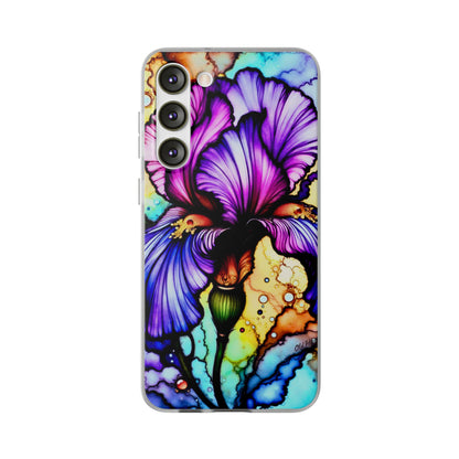 Stained Glass Iris Smartphone Case — Vibrant Purple Watercolor Phone Cover