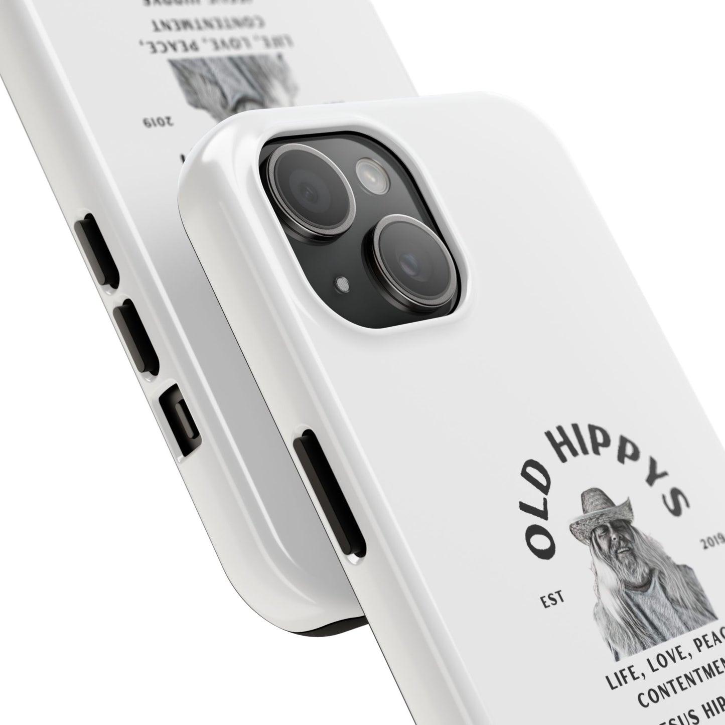 Old Hippys Phone Case — 'Life, Love, Peace, Contentment' Tough Protective Case