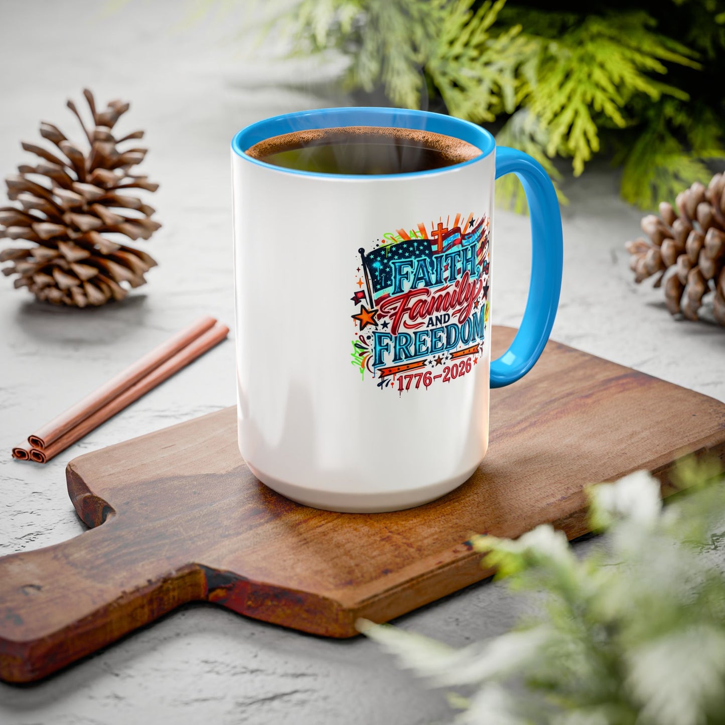 Faith Family Freedom 1776–2026 Patriotic Coffee Mug