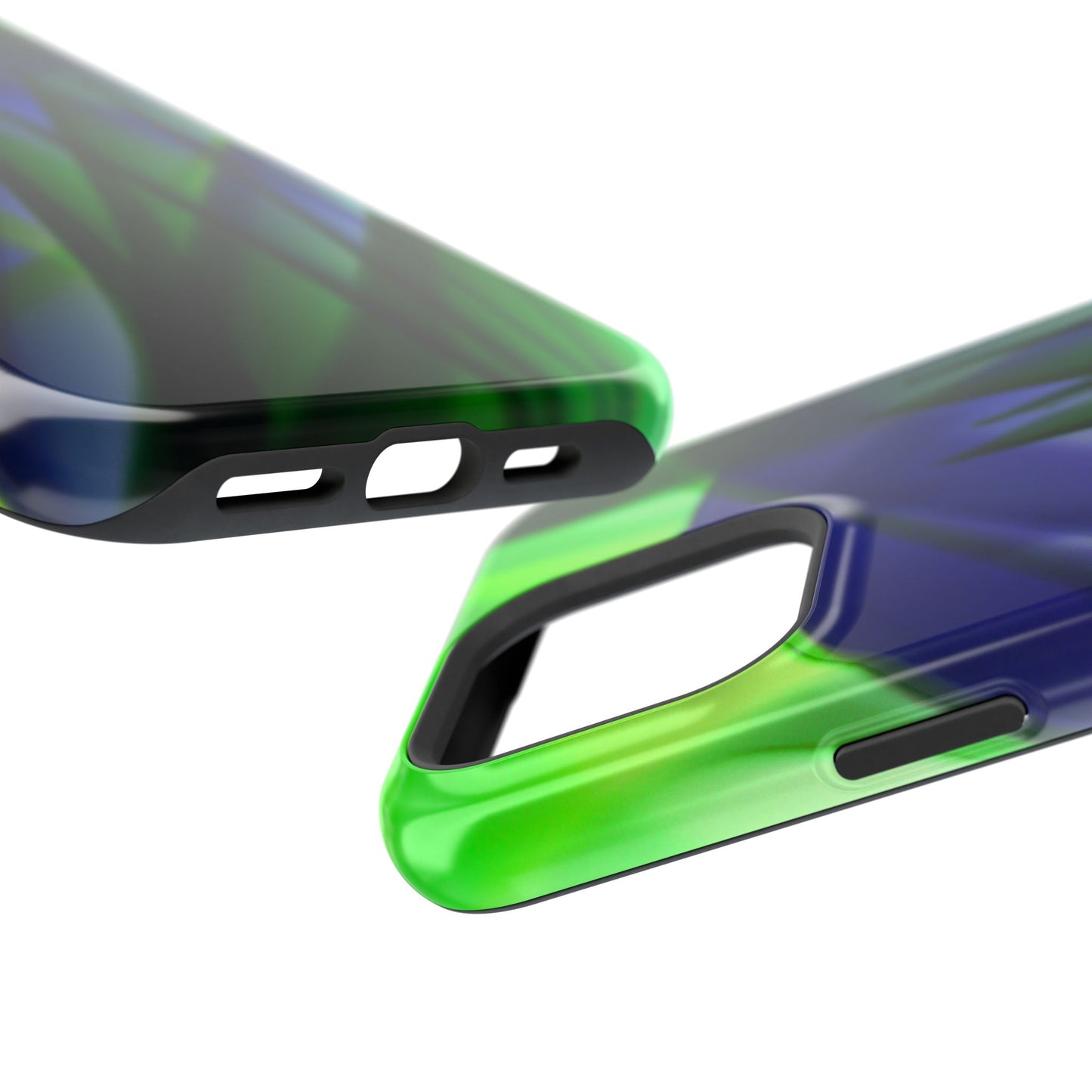 — Green Blue Abstract Wave Design Impact-Resistant Phone Case