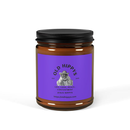 Scented Soy Candle — 'Old Hippys' Amber Jar (Multi-Size)