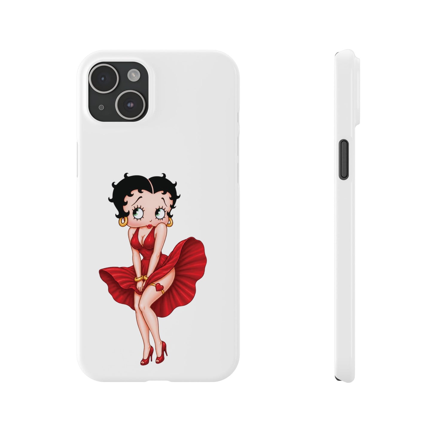 Betty Boop Red Dress Slim iPhone Case — Retro Pin-Up Cartoon Phone Cover