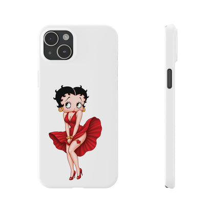 Betty Boop Red Dress Slim iPhone Case — Retro Pin-Up Cartoon Phone Cover