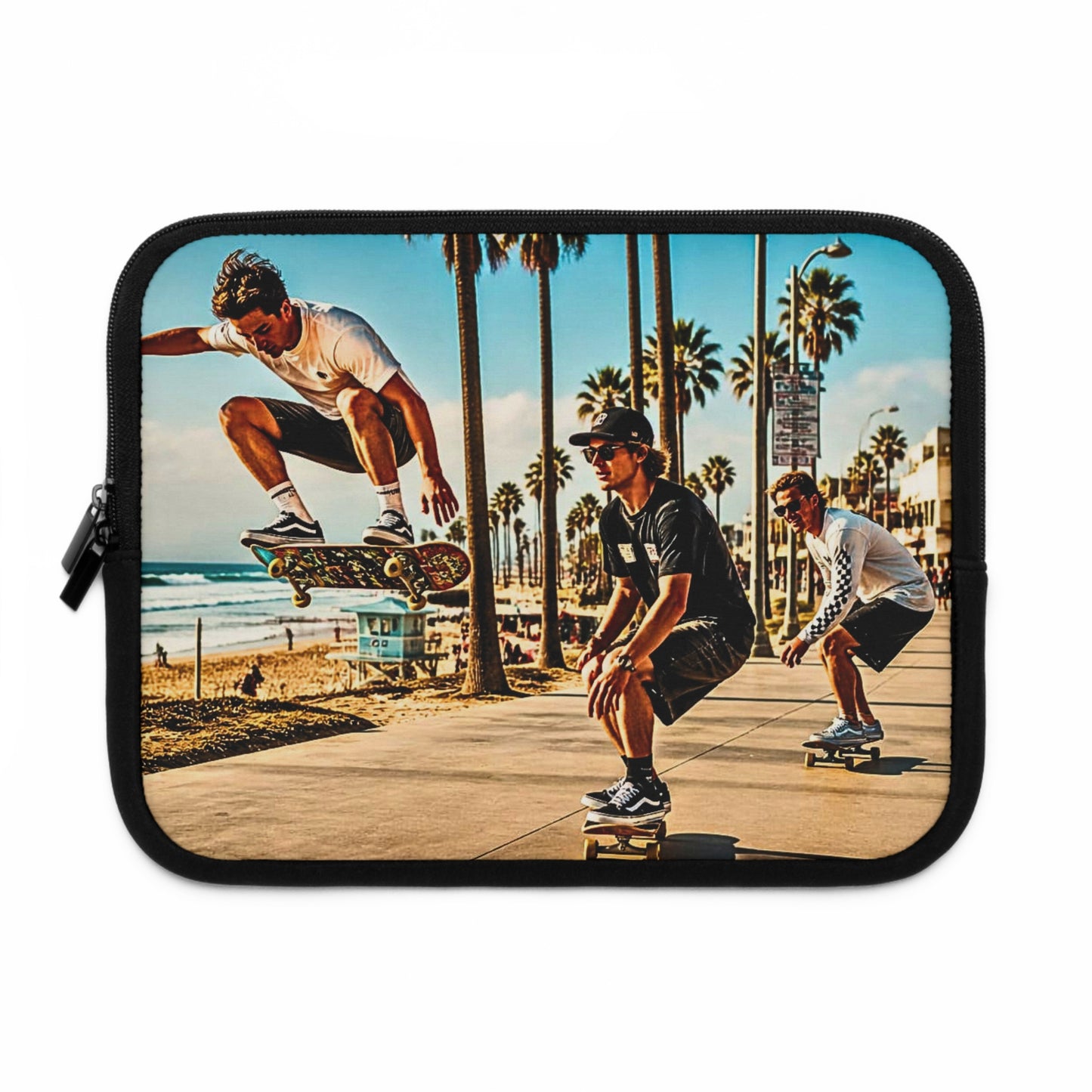 Skateboarders at Venice Beach Laptop Sleeve — Vintage Surf Skateboard Design
