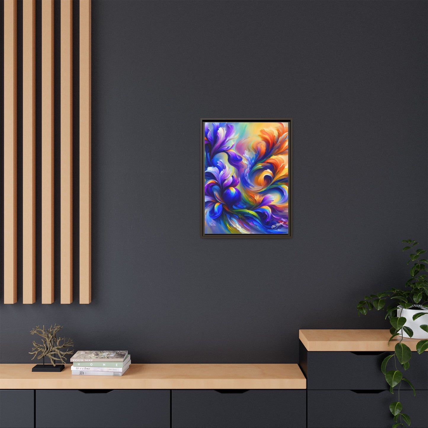 Iris Symphony #1 Wood Framed Matte Canvas