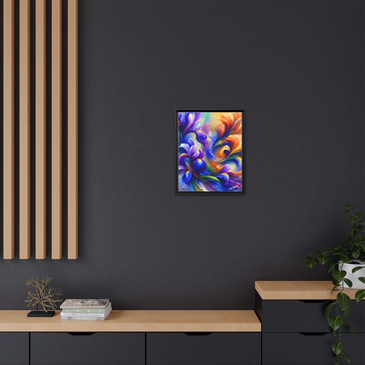 Iris Symphony #1 Wood Framed Matte Canvas