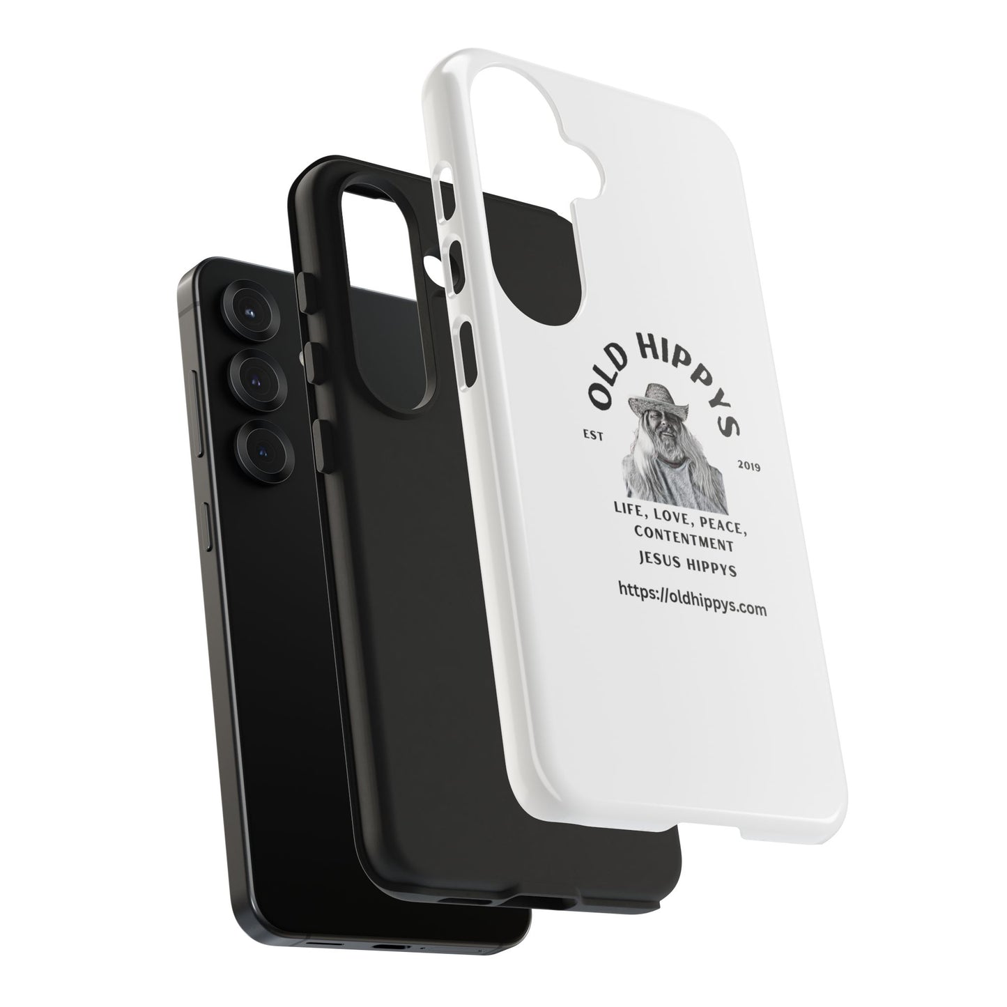 Old Hippys Phone Case — 'Life, Love, Peace, Contentment' Tough Protective Case