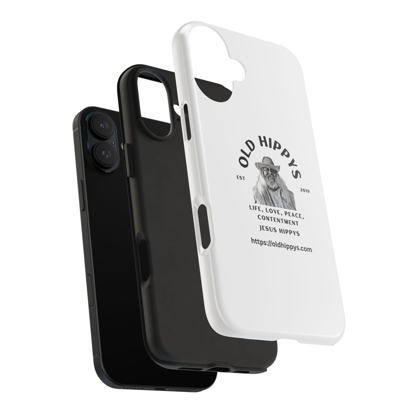 Old Hippys Phone Case — 'Life, Love, Peace, Contentment' Tough Protective Case