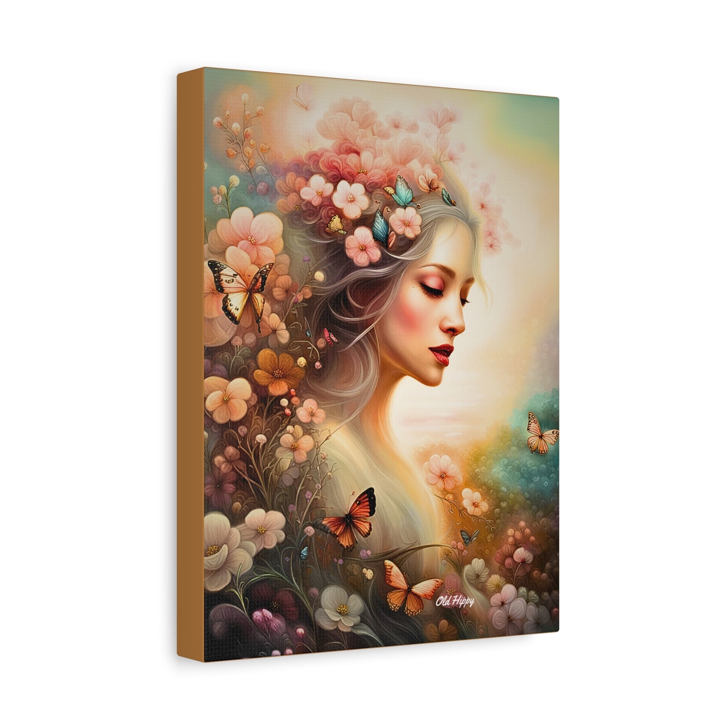 "Whispers of Spring" – Ethereal Floral Portrait Canvas