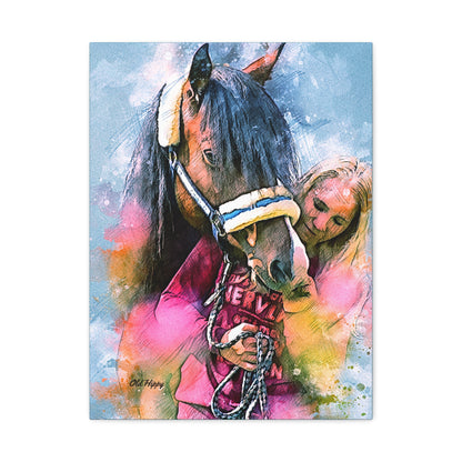 Kindred Spirits” – Girl and Horse Watercolor-Style Canvas