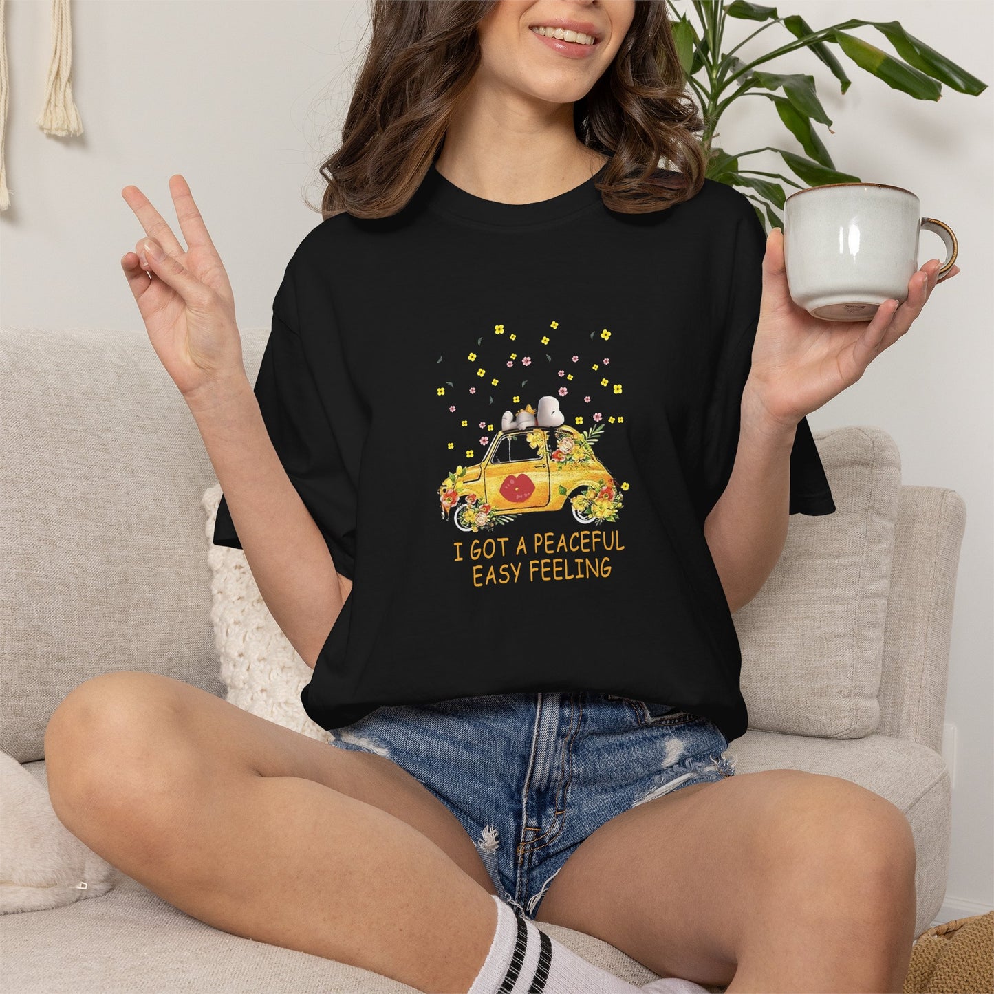 Snoopy 'Peaceful Easy Feeling' T-Shirt — VW Beetle Retro Lyrics Tee