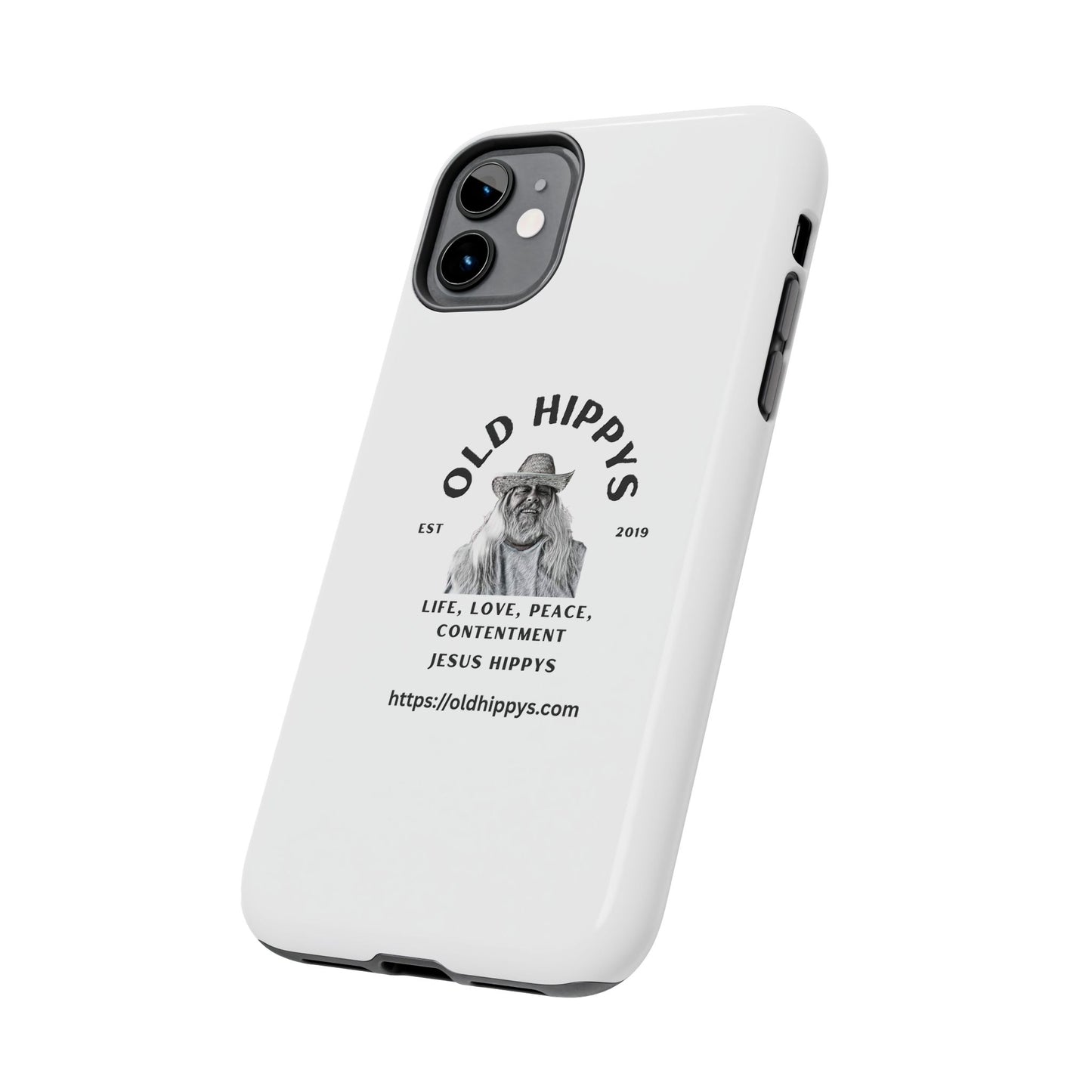Old Hippys Phone Case — 'Life, Love, Peace, Contentment' Tough Protective Case