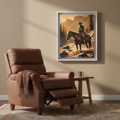 “Still Waters, Weathered Soul” Wood Framed AI Canvas Art by Old Hippy