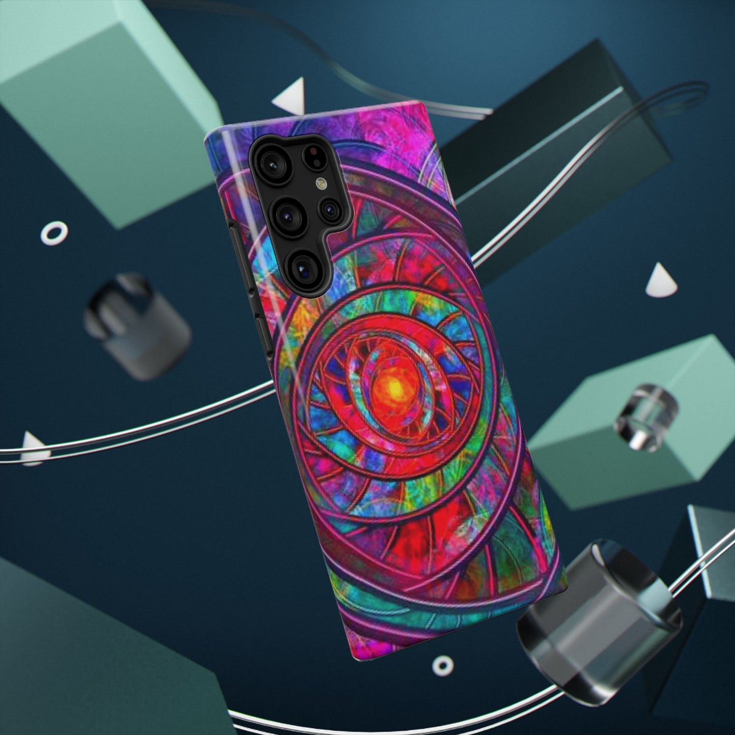 Protective Phone Case — Vibrant Abstract Mandala Impact-Resistant Design