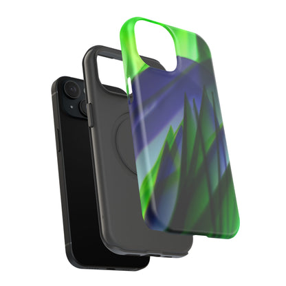 — Green Blue Abstract Wave Design Impact-Resistant Phone Case