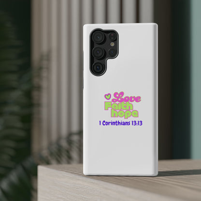 Impact-Resistant Phone Case — "Love Faith Hope" 1 Corinthians 13:13 Christian Protective Cover