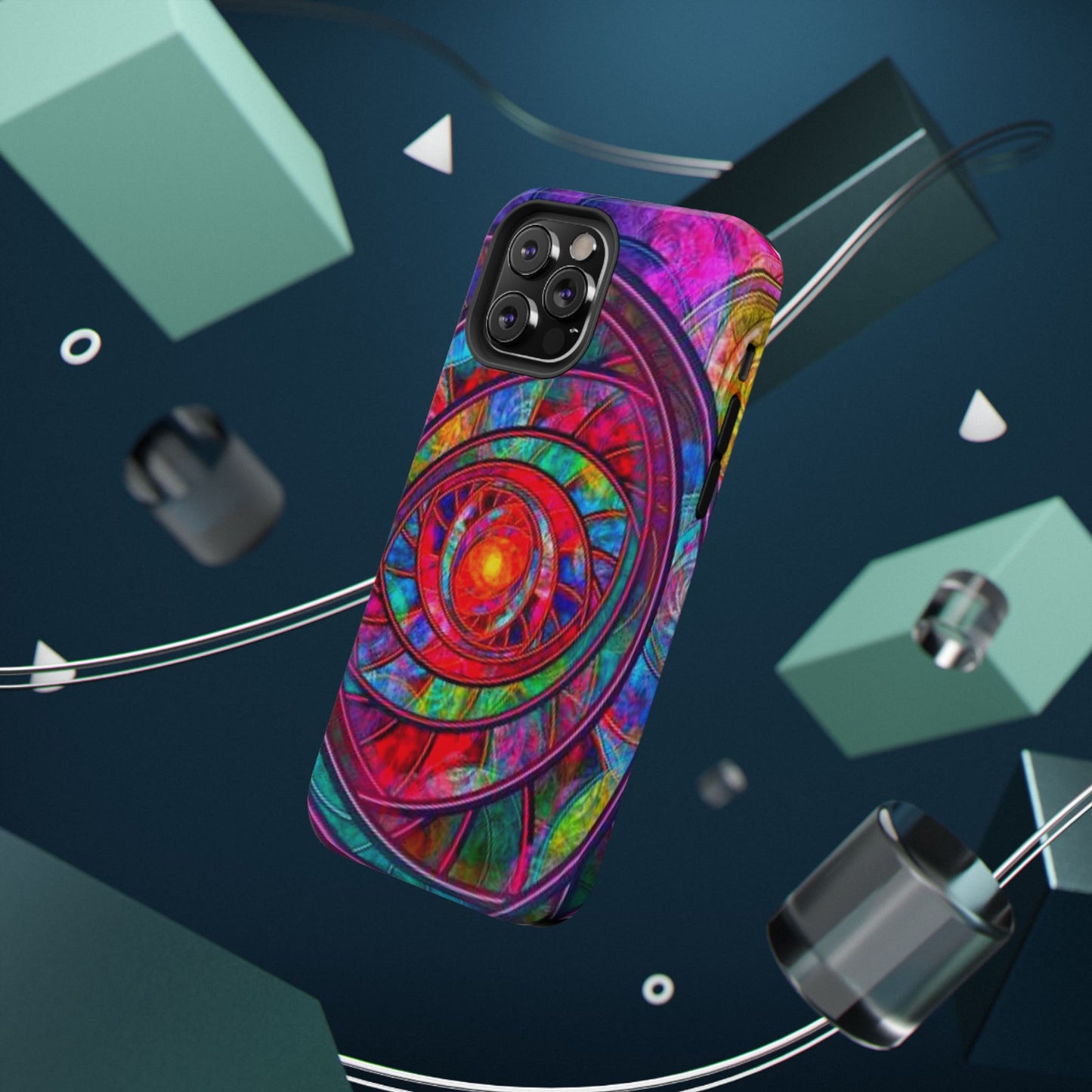 Protective Phone Case — Vibrant Abstract Mandala Impact-Resistant Design