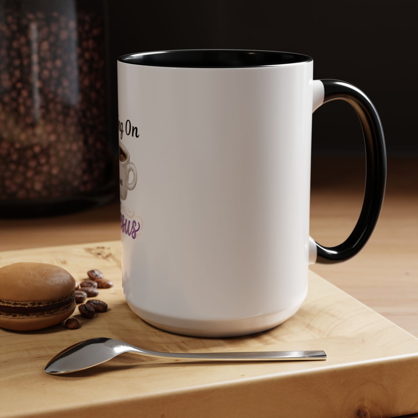Living On Coffee and Jesus Accent Mug — Christian Coffee Cup (11/15oz)