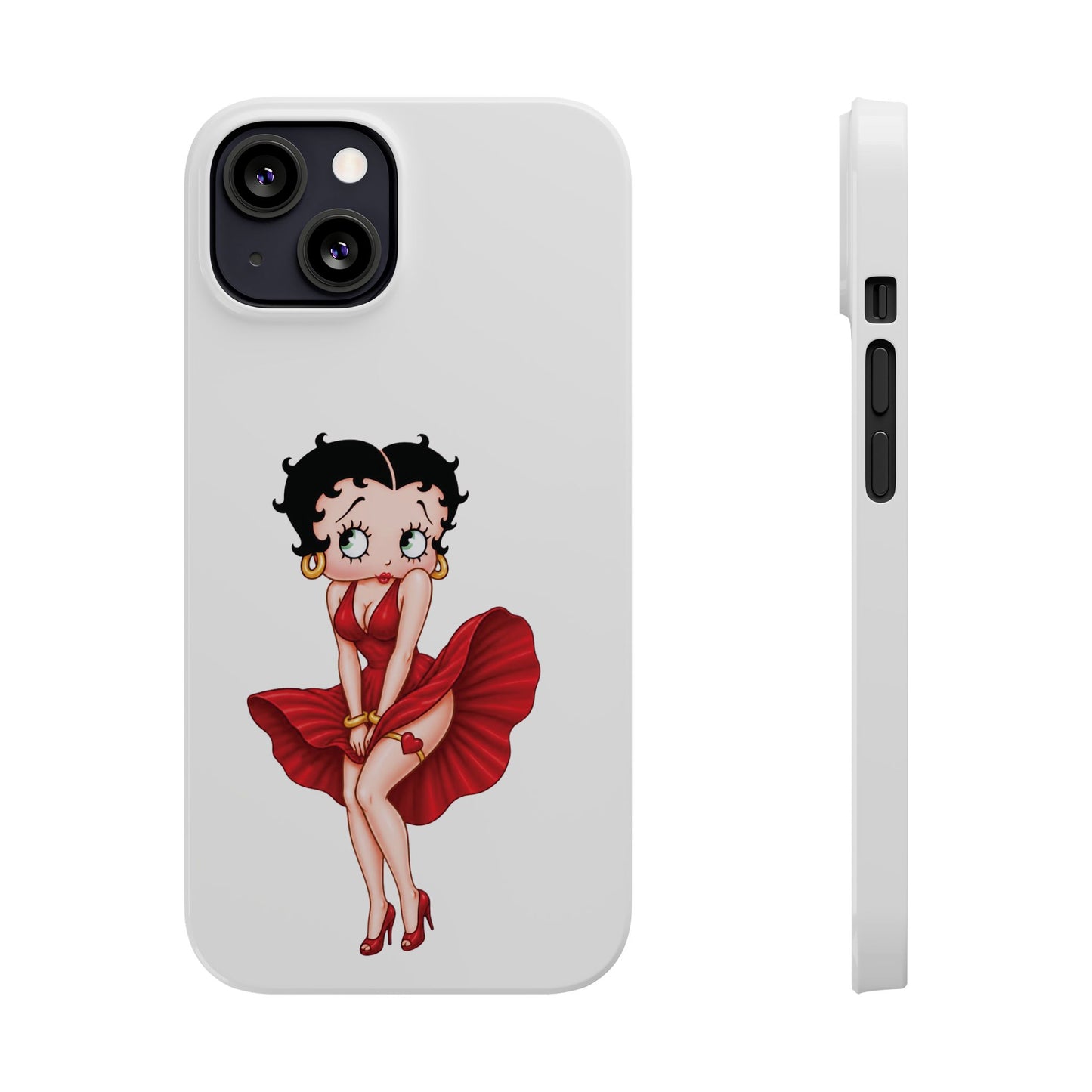 Betty Boop Red Dress Slim iPhone Case — Retro Pin-Up Cartoon Phone Cover