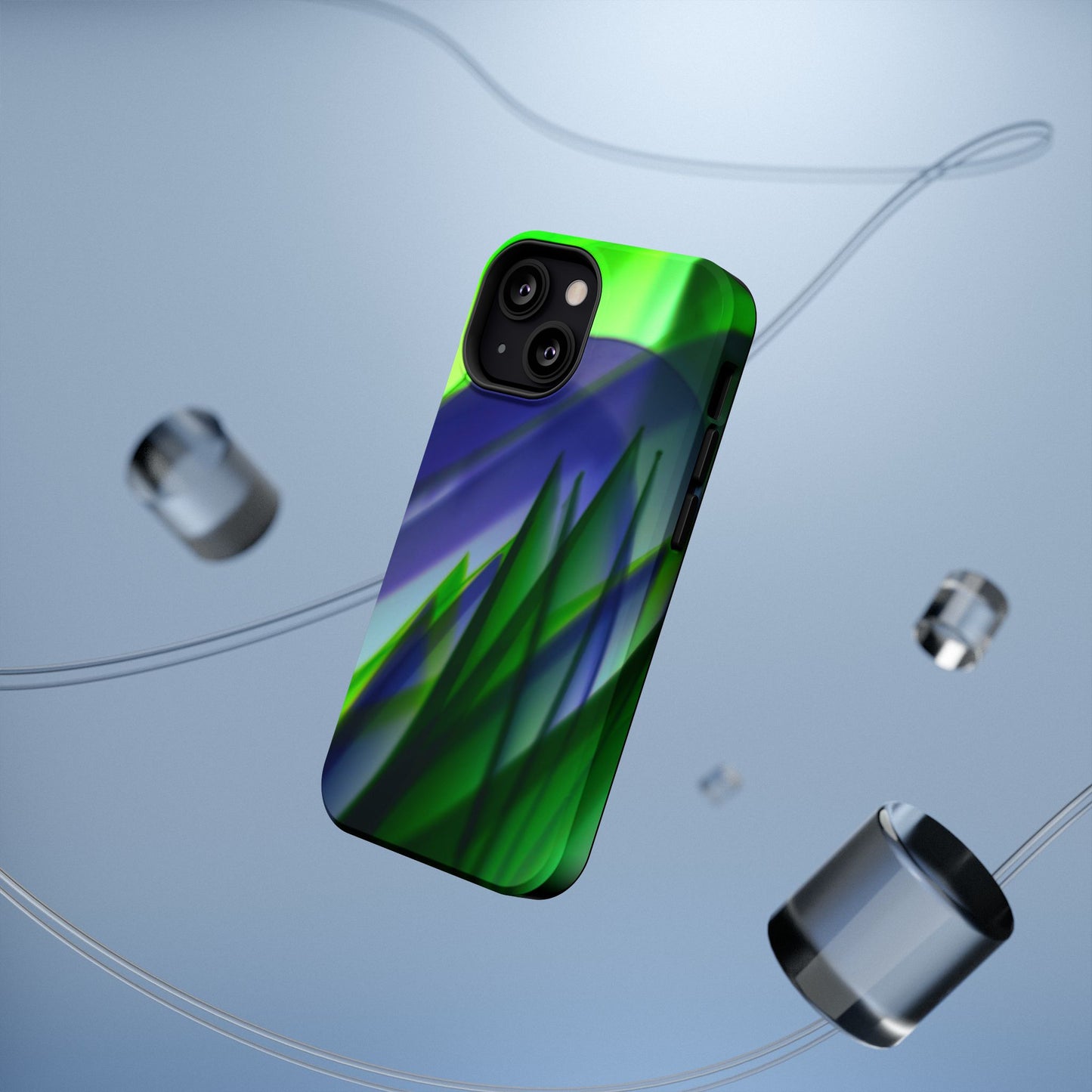 — Green Blue Abstract Wave Design Impact-Resistant Phone Case