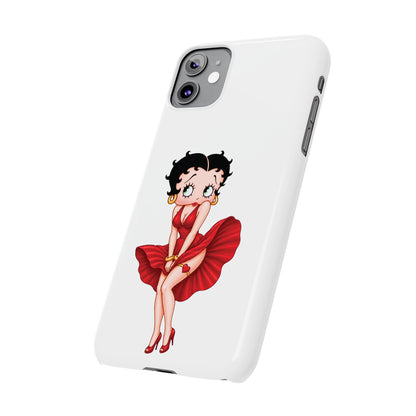 Betty Boop Red Dress Slim iPhone Case — Retro Pin-Up Cartoon Phone Cover